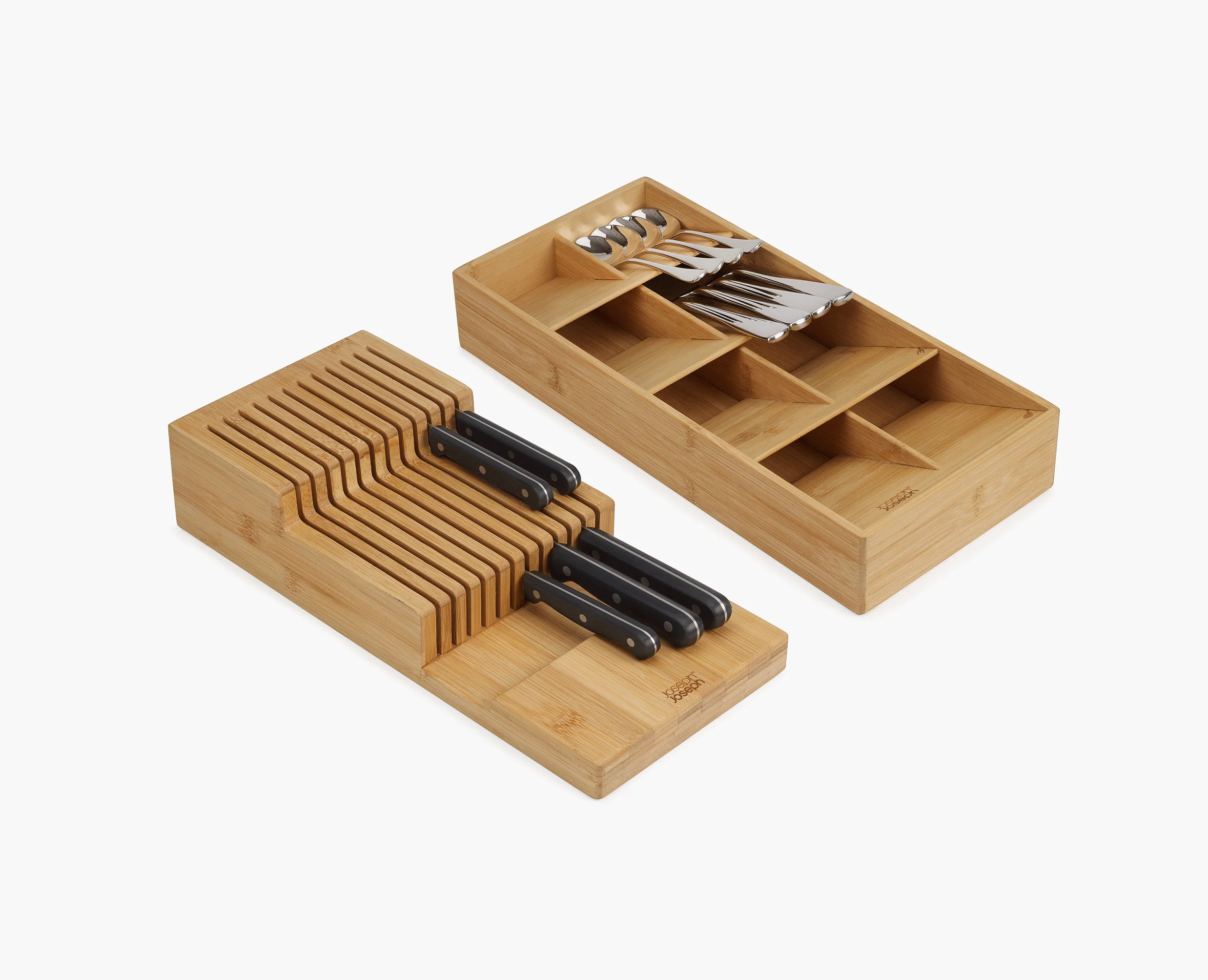 2-piece DrawerStore™ Bamboo Large Cutlery & Knife Organizer Set - Image 3