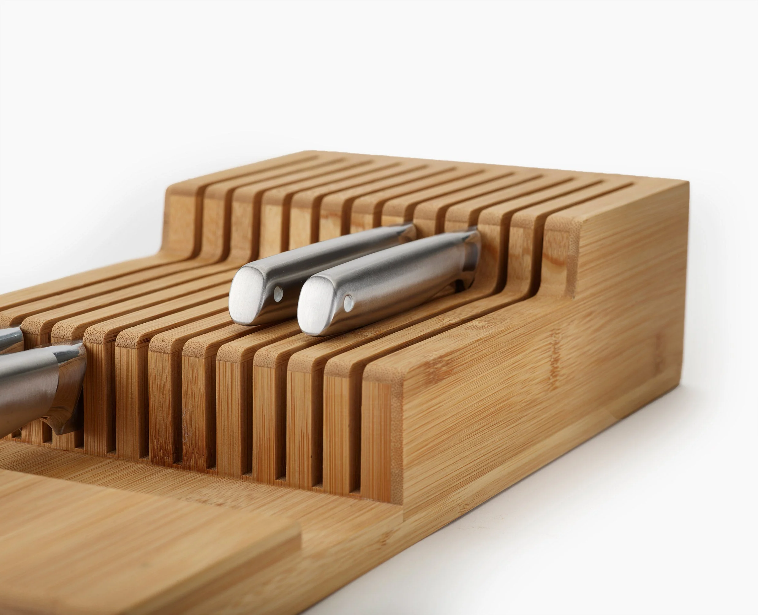 2-piece DrawerStore™ Bamboo Large Cutlery & Knife Organizer Set - Image 6