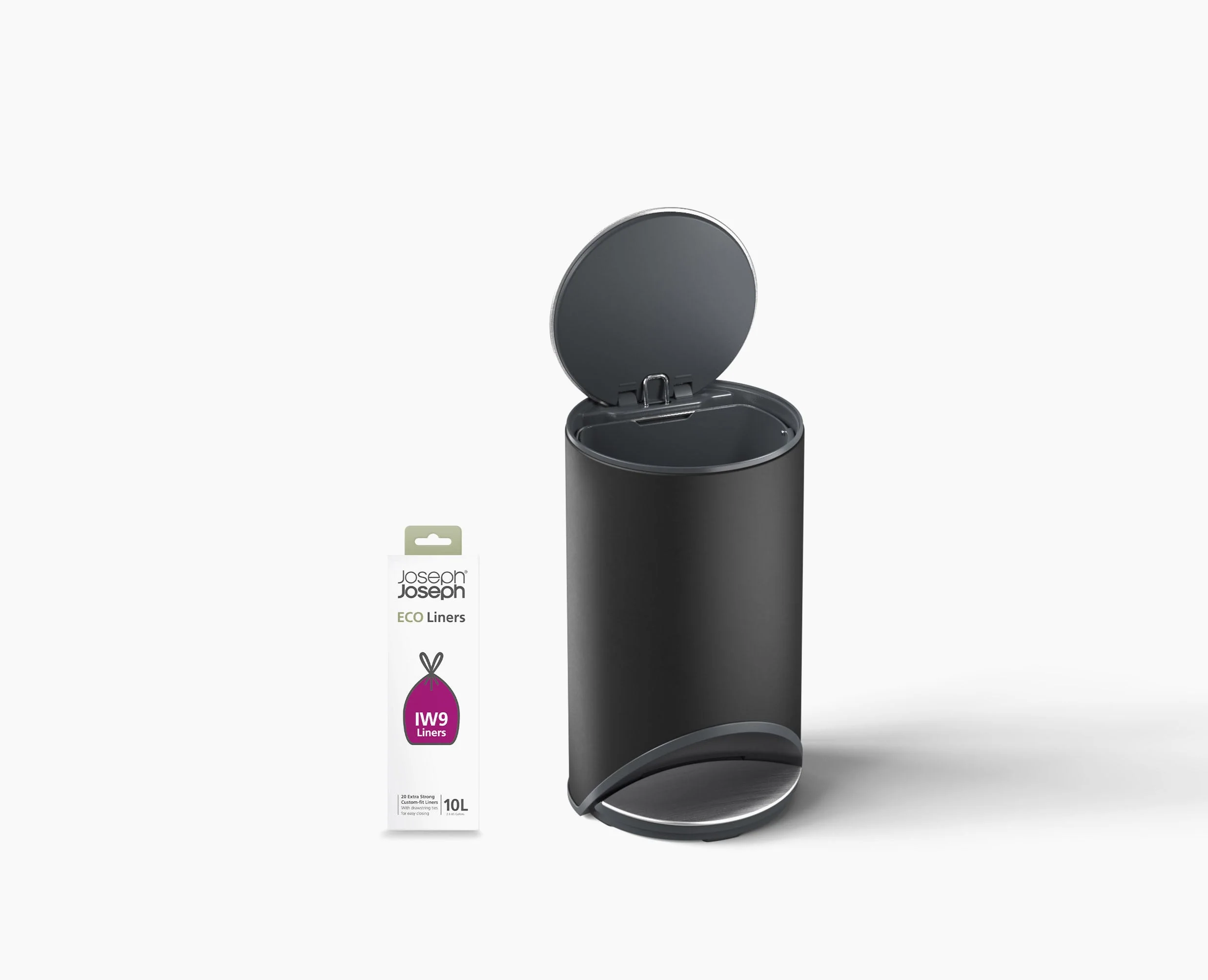 Arc™ 10L Easy-push Matt Black Pedal Trash Can Starter Set - Image 3