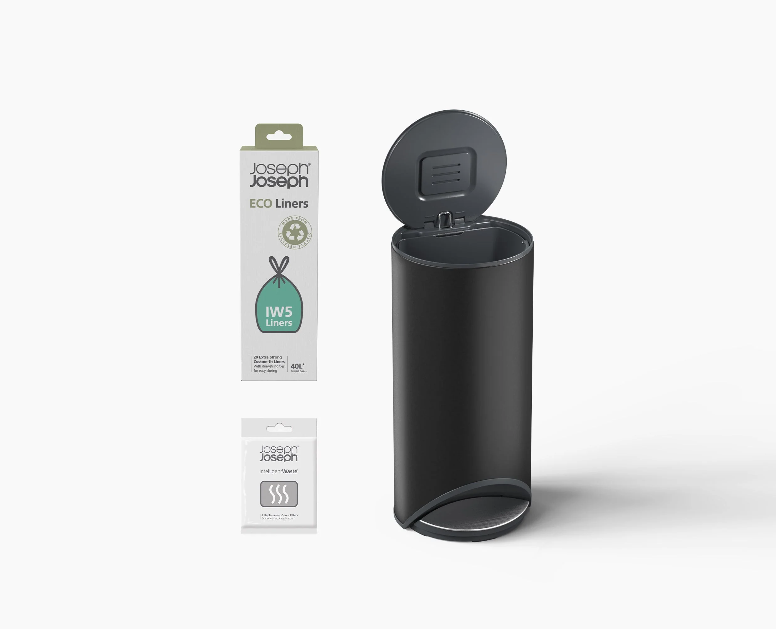 Arc™ 30L Easy-push Matt Black Pedal Trash Can Starter Set - Image 3