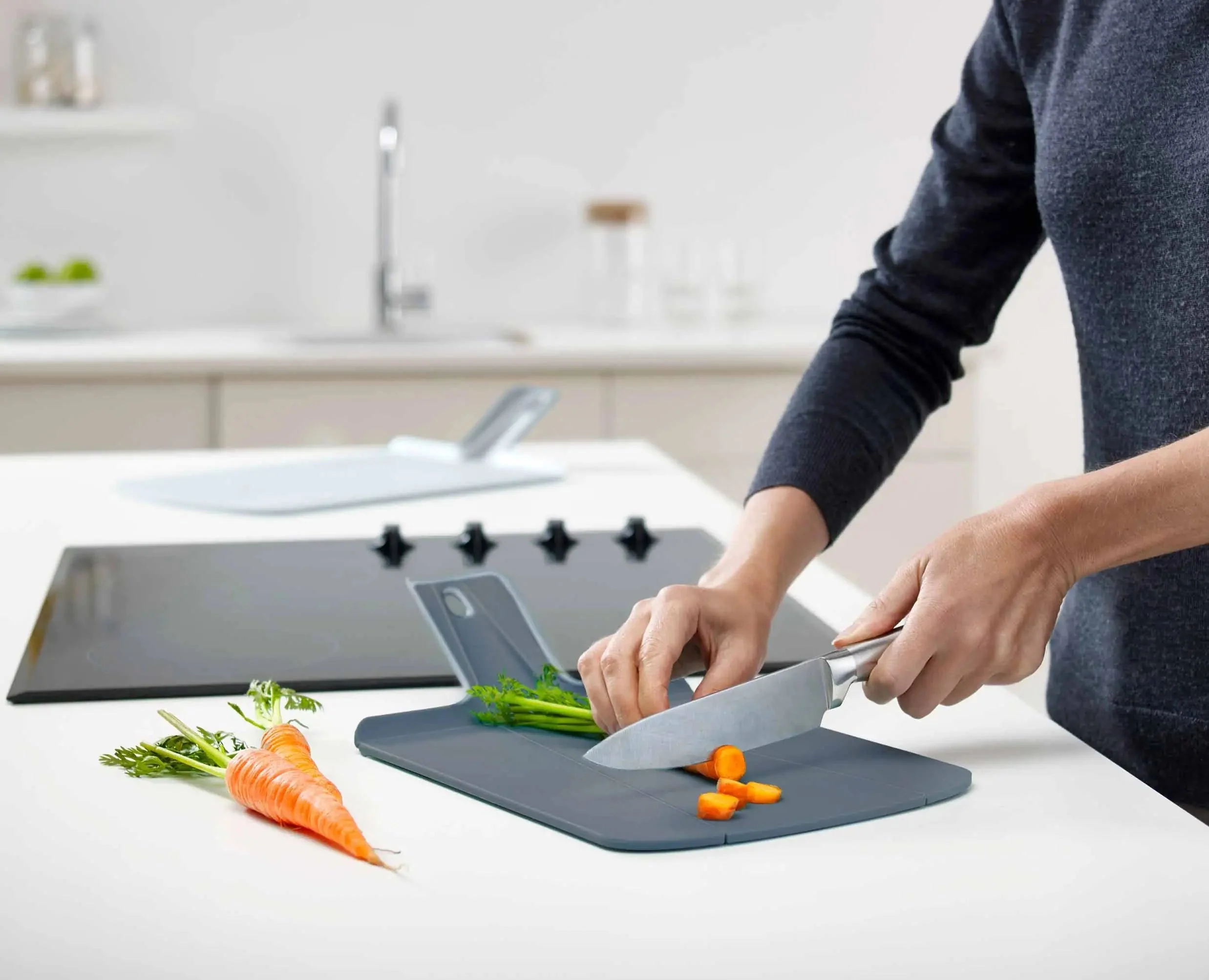 Chop2Pot™ Plus 2-piece Blue Cutting Board Set - Image 3