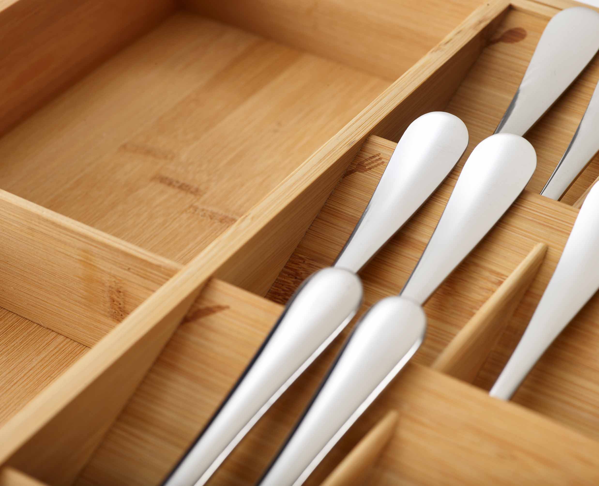 DrawerStore™ Bamboo Expanding Cutlery, Utensil & Gadgets Organizer - Image 7