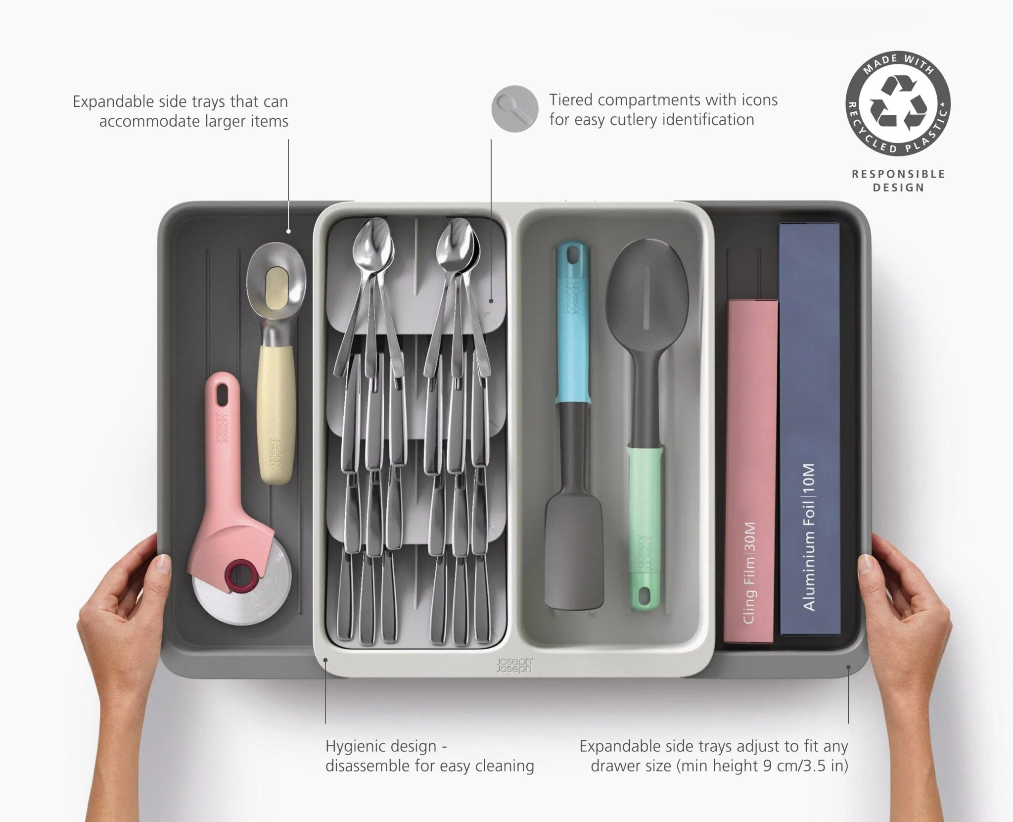 DrawerStore™ Expanding Tiered Cutlery, Utensil & Gadget Organizer - Image 6
