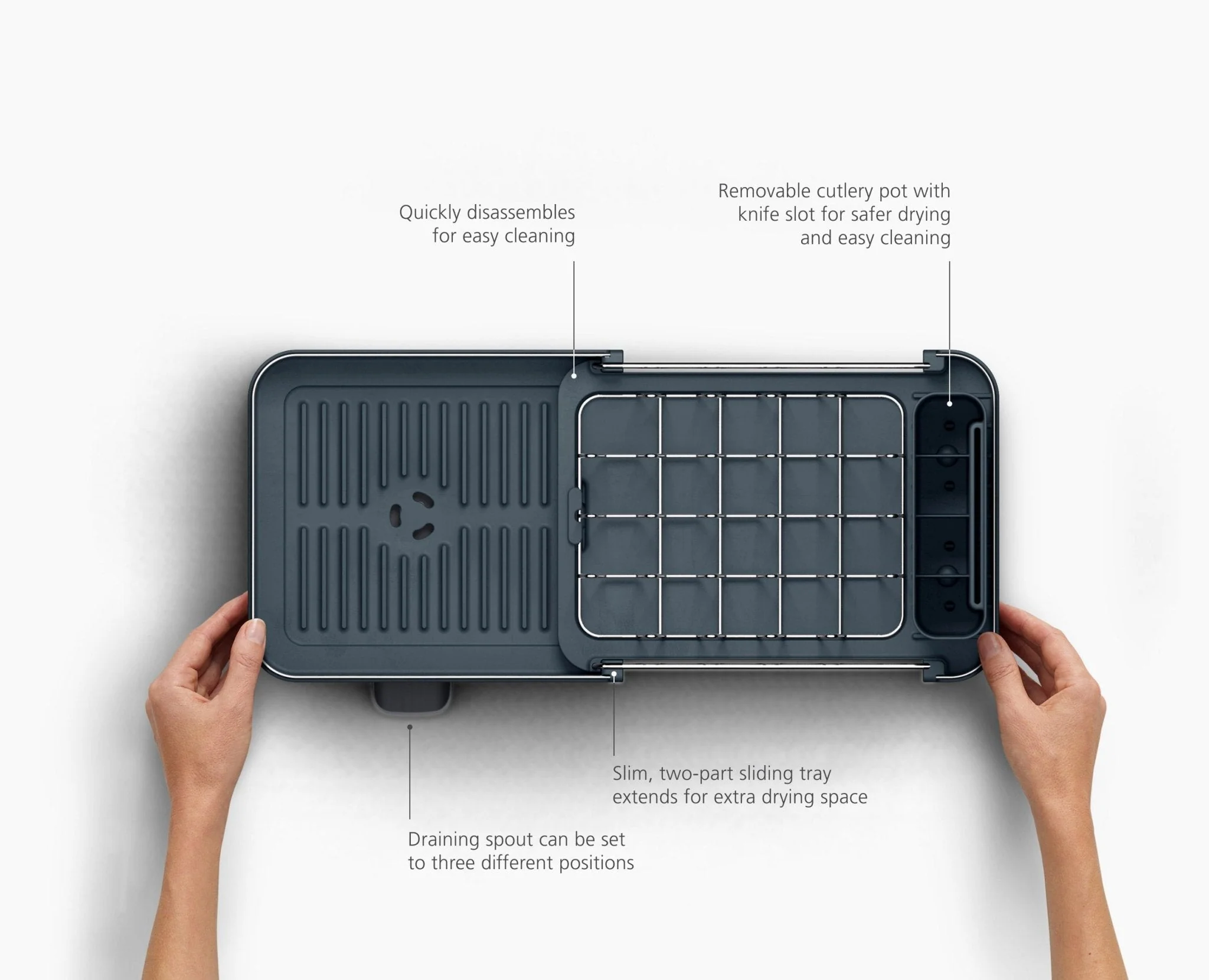 Extend™ Slim Steel Expandable Gray Dish Drainer - Image 6