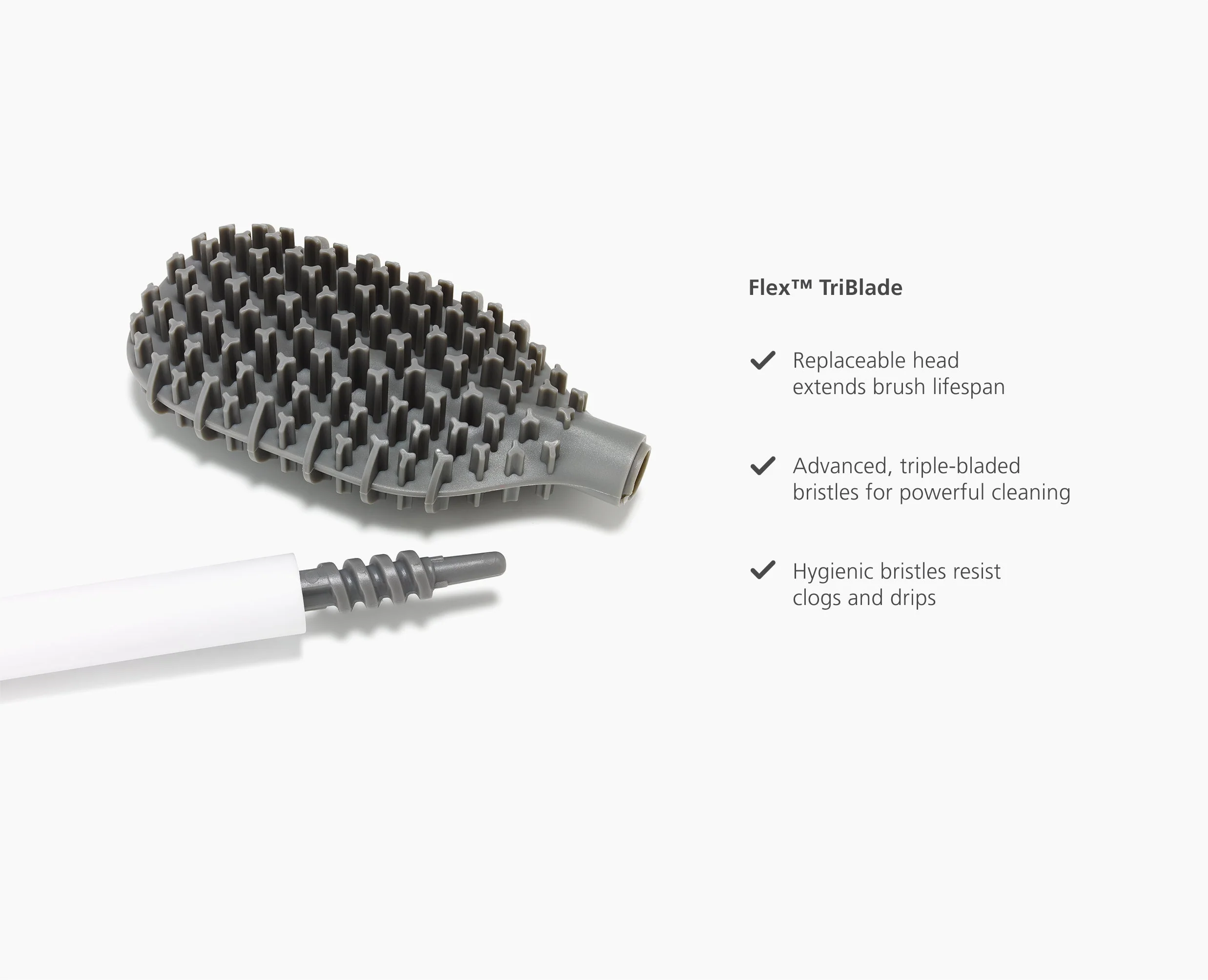 Flex™ TriBlade Pack of 2 Gray Replacement Toilet Brush Heads - Image 4