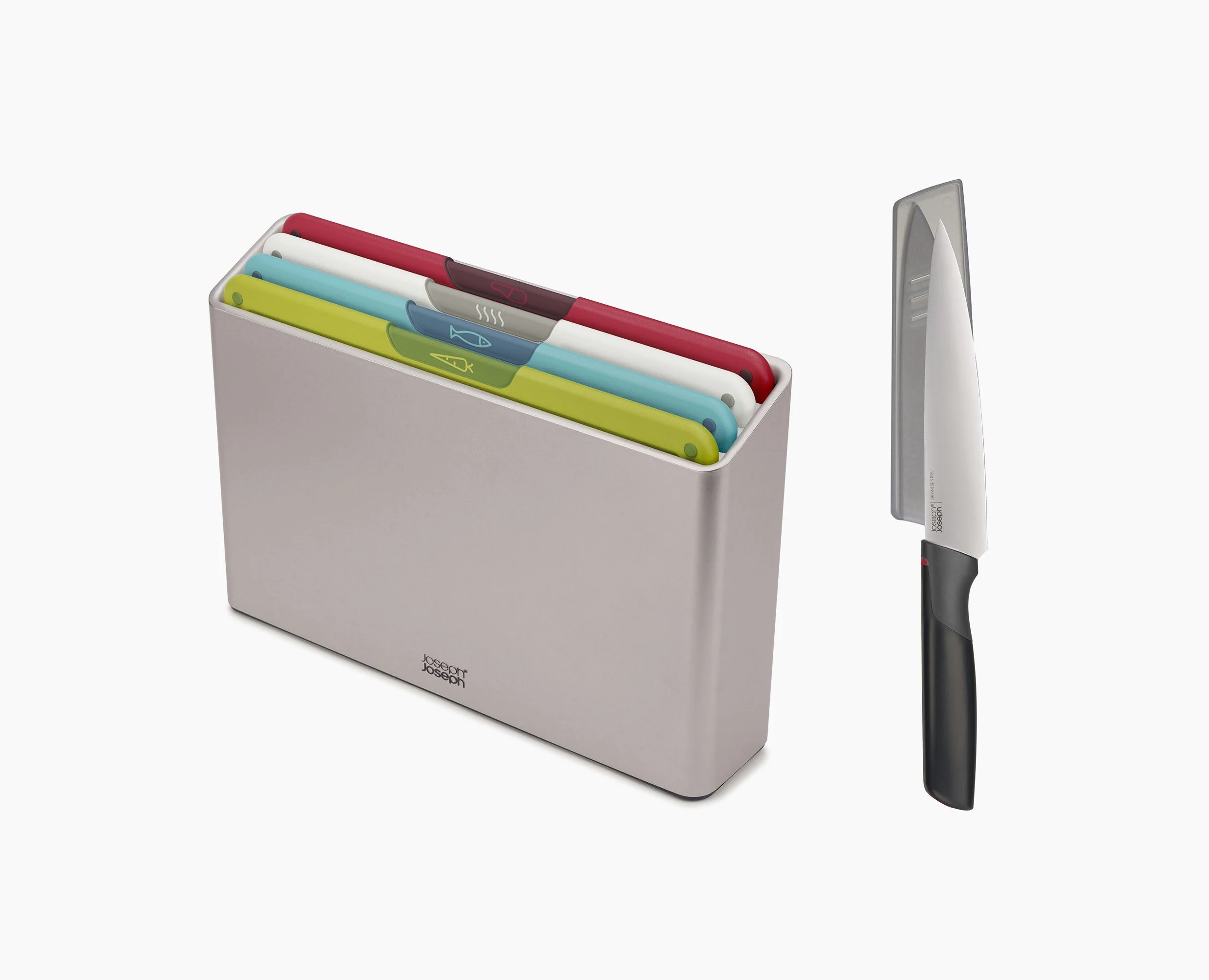 Folio™ Icon 4-piece Multicolor Cutting Board Set with Knife - Image 3