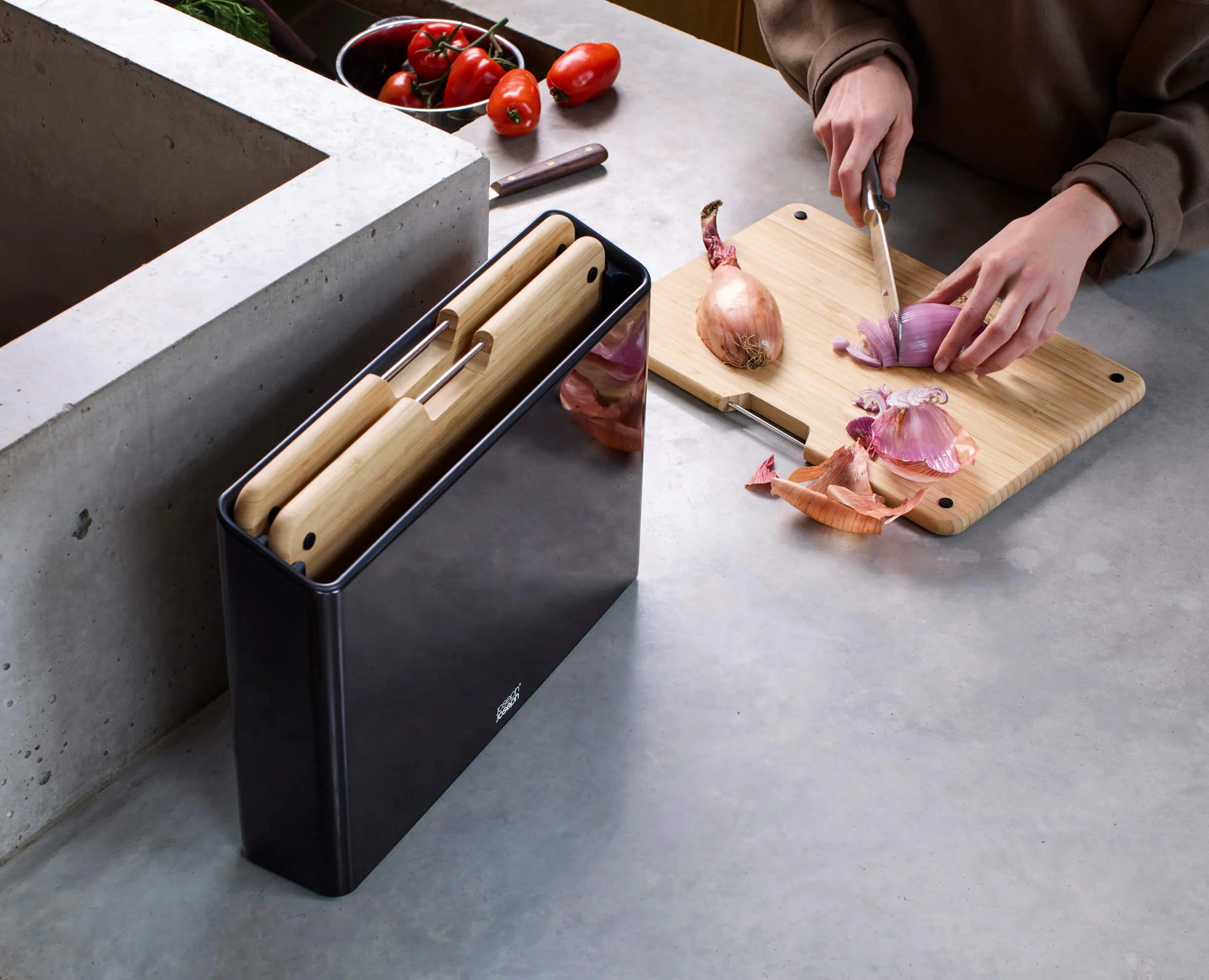 Folio™ Steel 3-Piece Bamboo Cutting Board Set With Black Stainless-Steel Case - Image 3