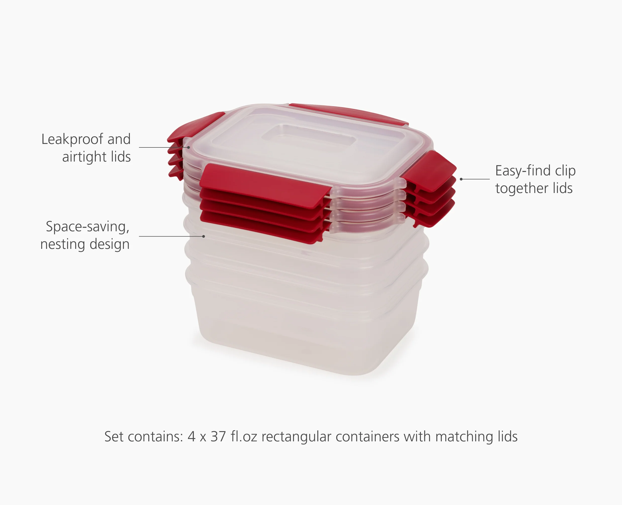 Nest™ Lock 8-Piece Red 1.1L Food Container Set - Image 4