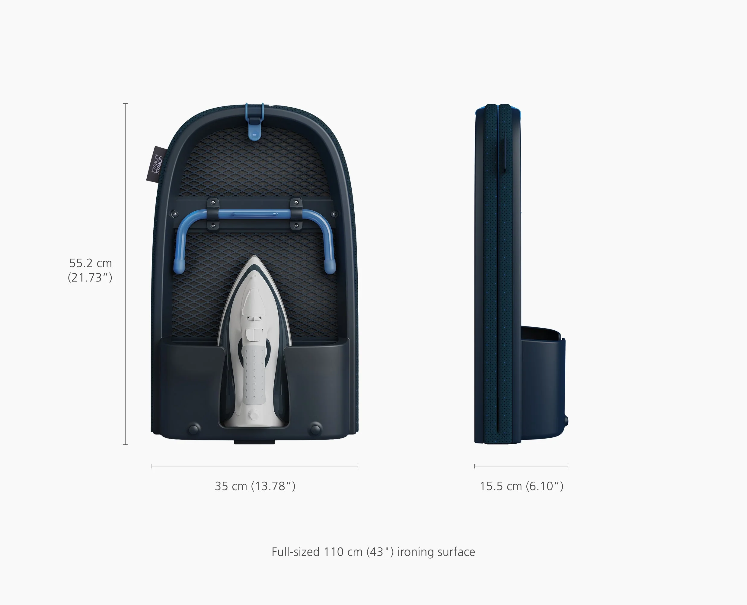 Pocket Max Plus 43" Folding Blue Ironing Board with Advanced Cover - Image 8