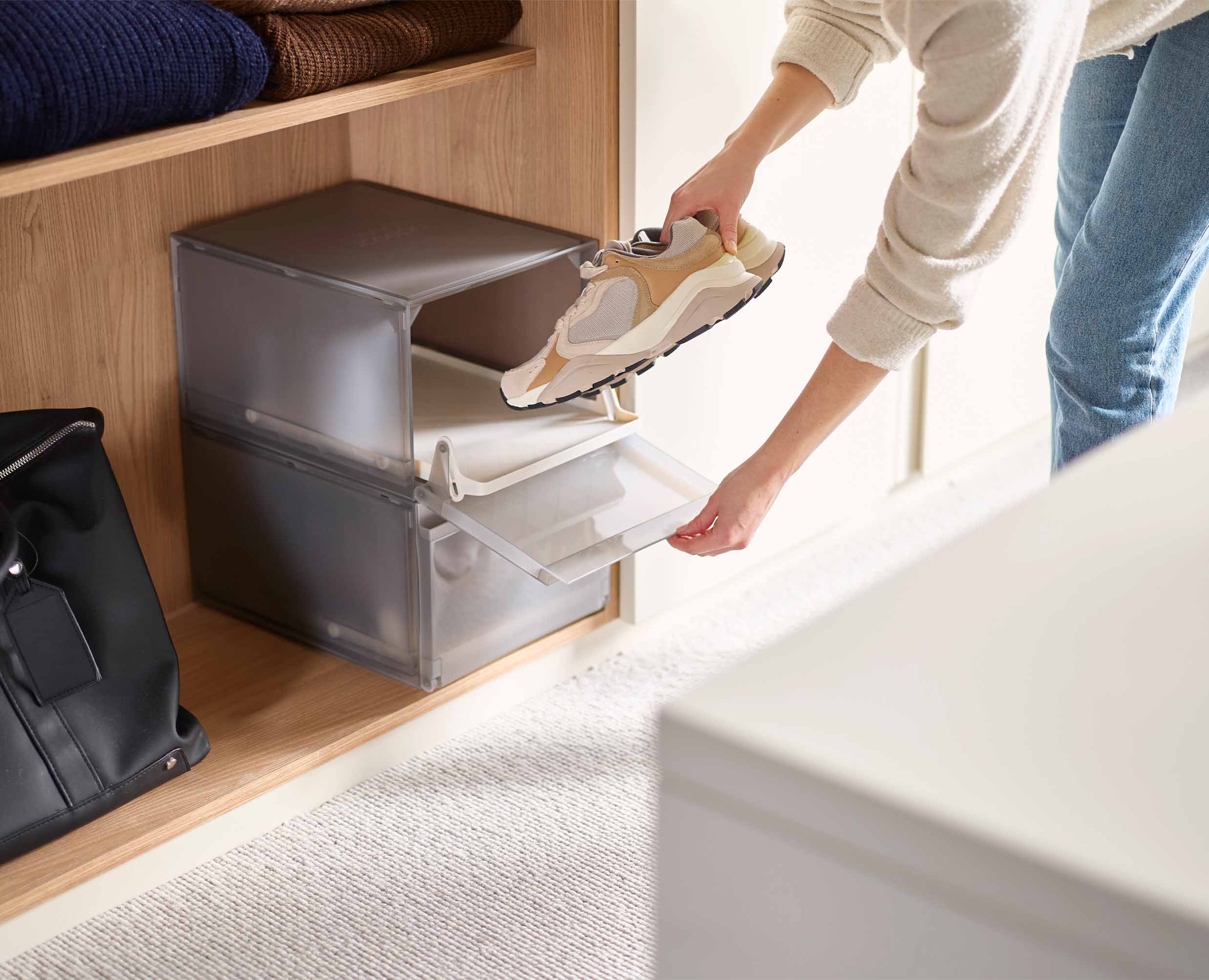 ShoeCase 2-piece Gray Shoe Storage Box - Image 3