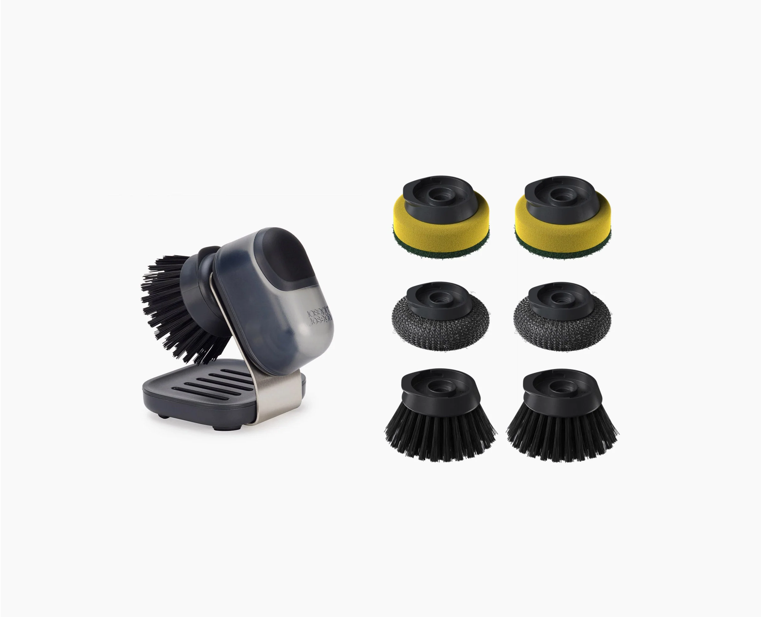 SinkTech™ Compact Soap Dispensing Dish Brush with Steel Stand & Extra Heads - Image 3