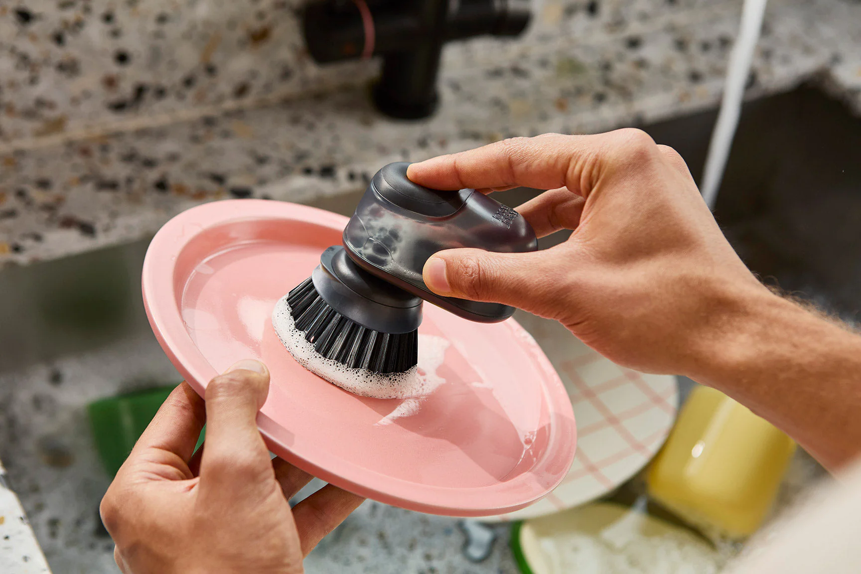 SinkTech™ Compact Soap Dispensing Dish Brush with Steel Stand - Image 3