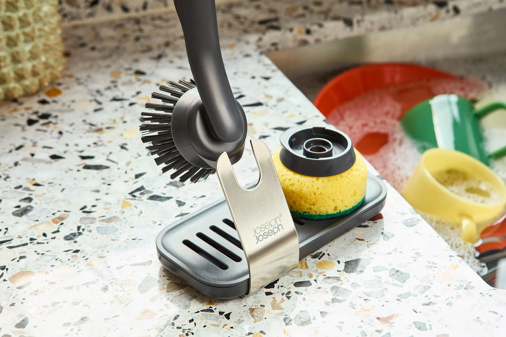 SinkTech™ Dish Brush & Sponge Set with Steel Stand - Image 5