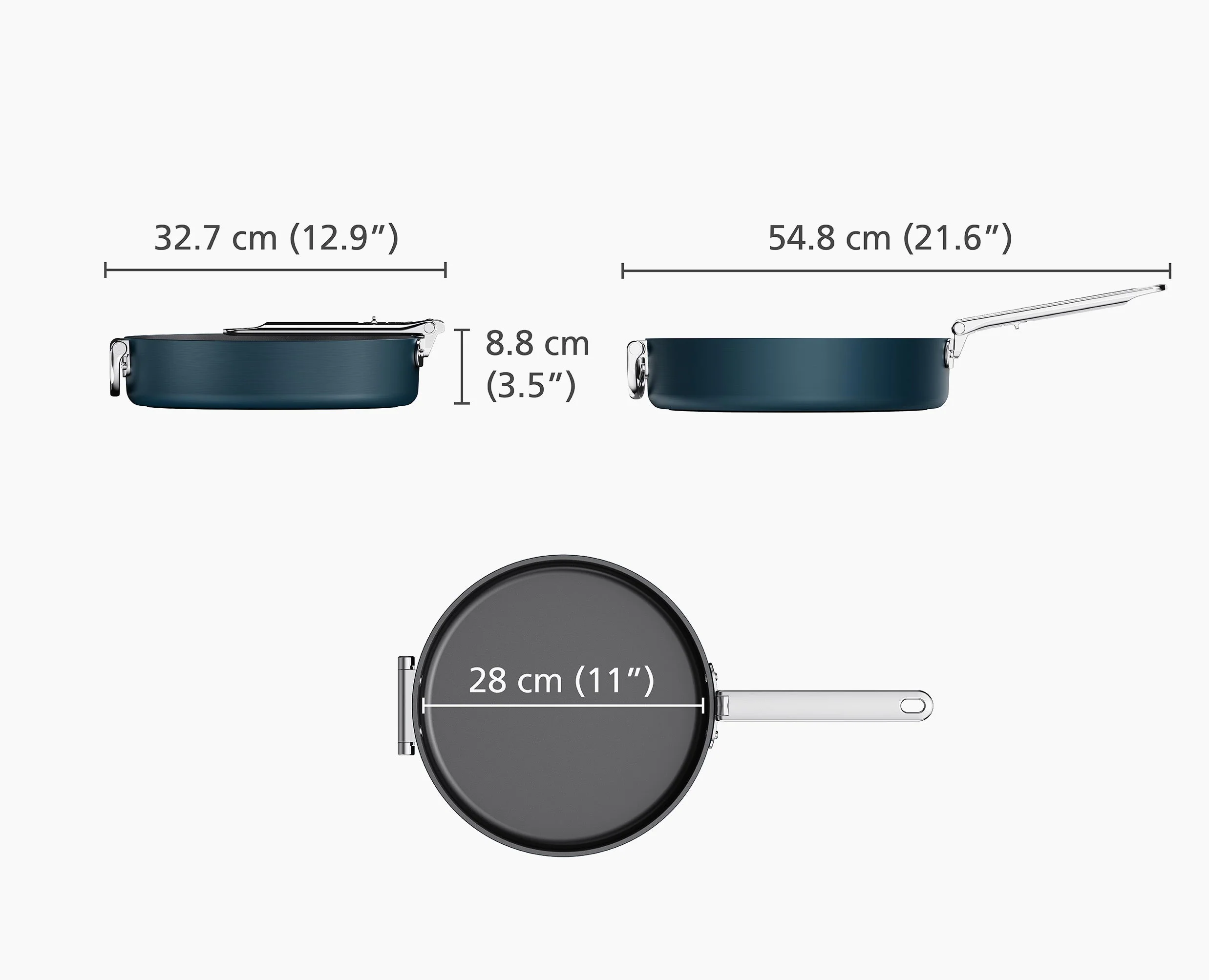 Space Folding Handle Ceramic Non-stick 3.8 Qt. Blue Sauté Pan - Image 6
