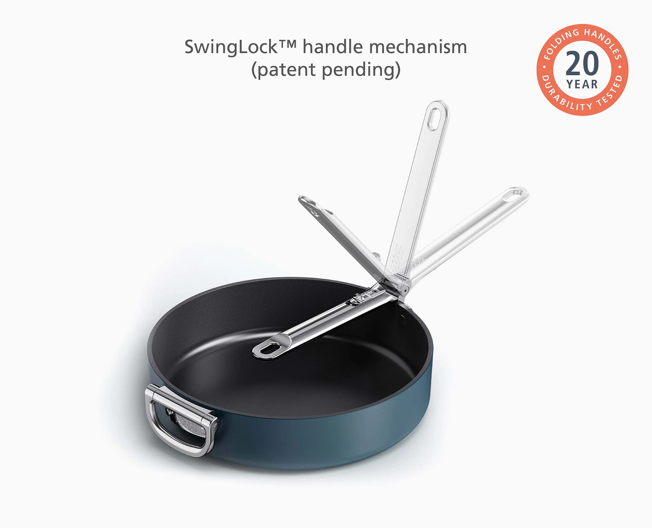 Space Folding Handle Ceramic Non-stick 3.5 Qt. Blue Sauté Pan & Lid - Image 5