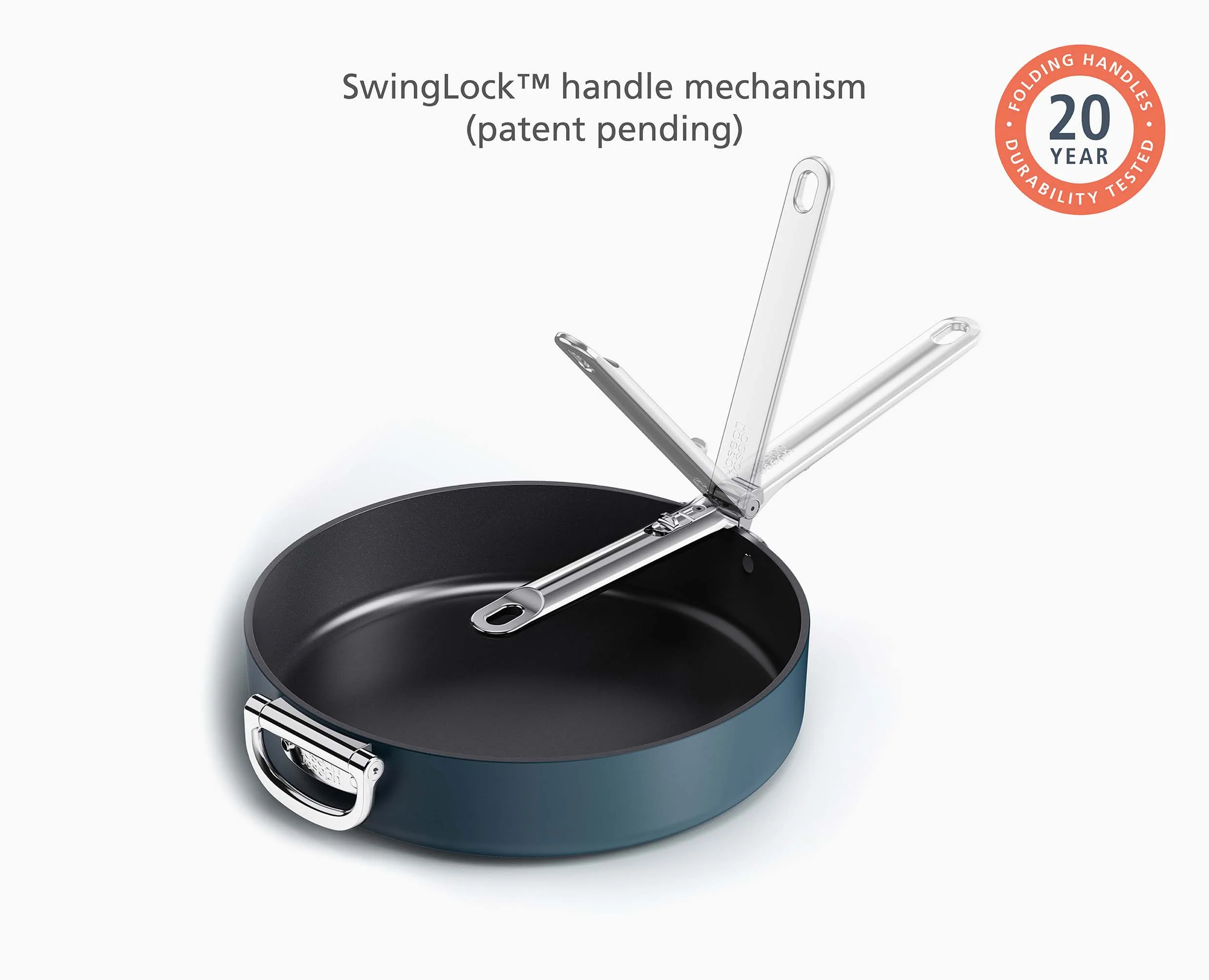 Space Folding Handle Ceramic Non-stick 4.4 Qt. Blue Sauté Pan - Image 5
