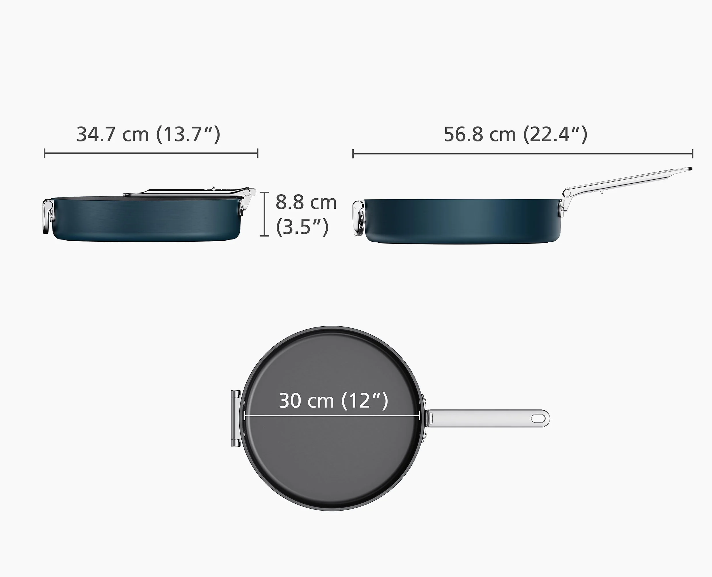 Space Folding Handle Ceramic Non-stick 4.4 Qt. Blue Sauté Pan - Image 6