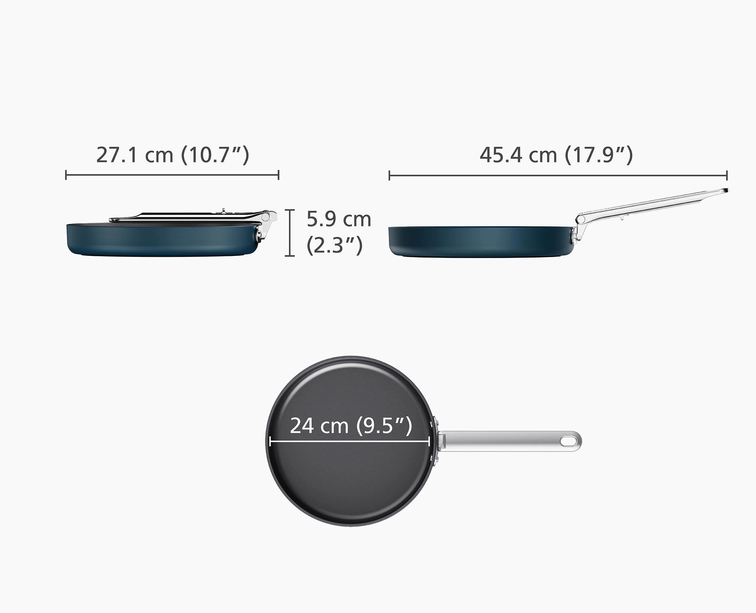 Space Folding Handle Ceramic Non-stick 9.5" Blue Frying Pan - Image 6