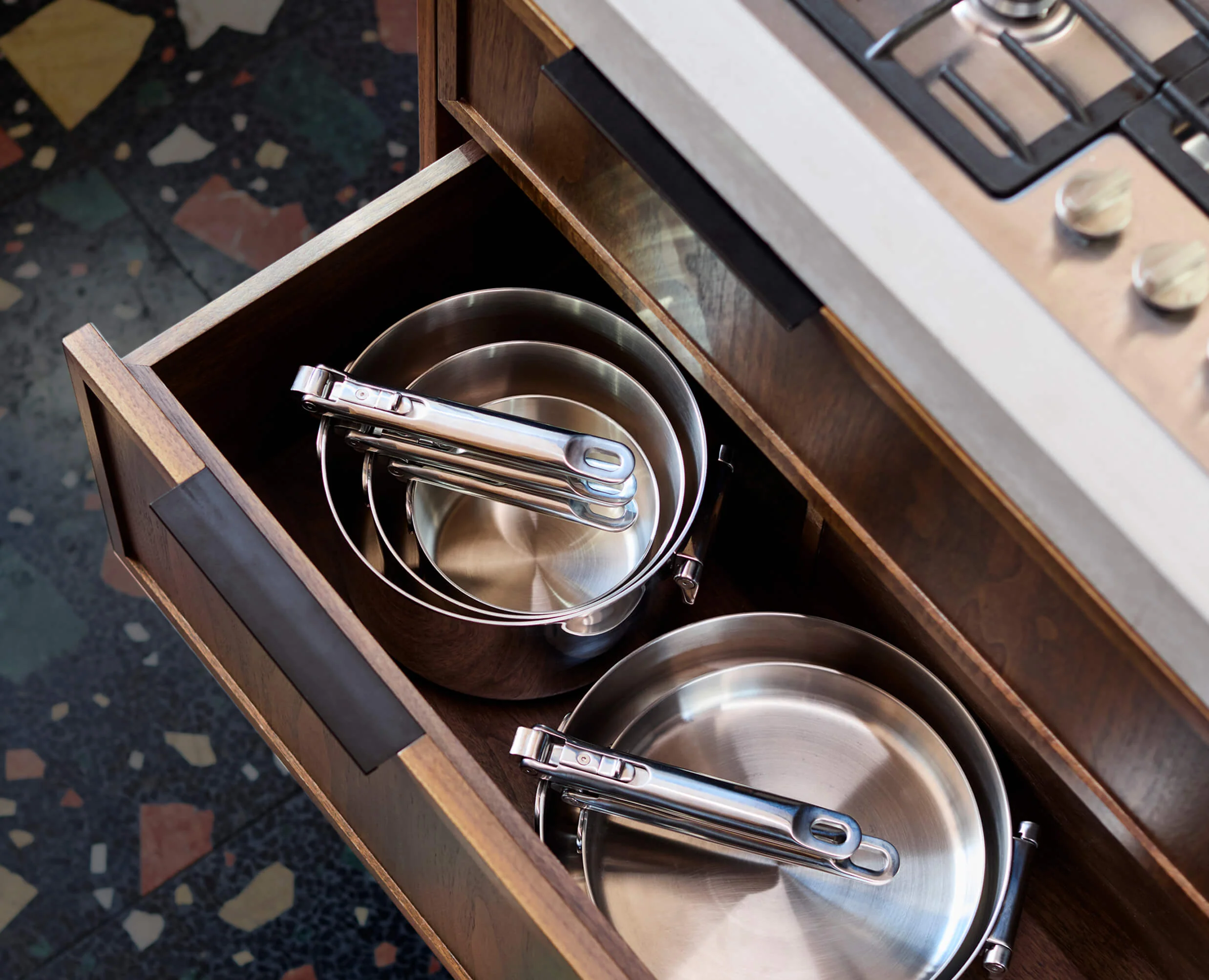Space Steel Folding Handle 3.5Qt. Sauté Pan & Lid - Image 6