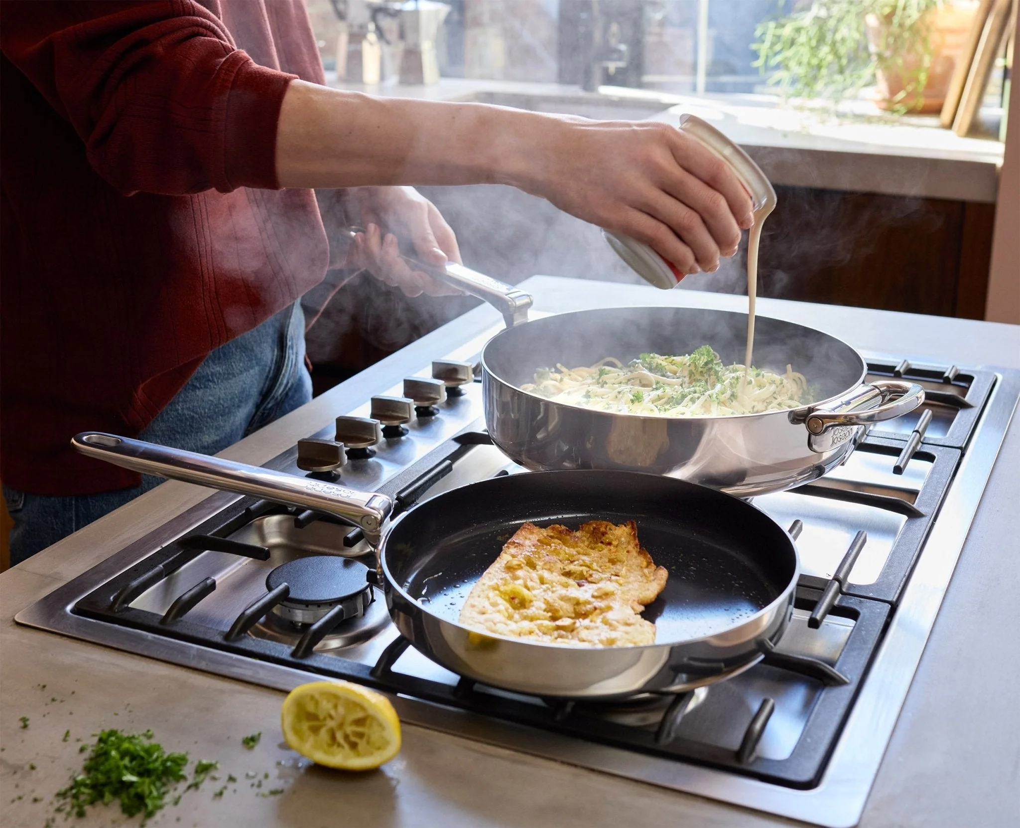 Space Steel Folding Handle Non-Stick 2-piece Pan Set - Image 3